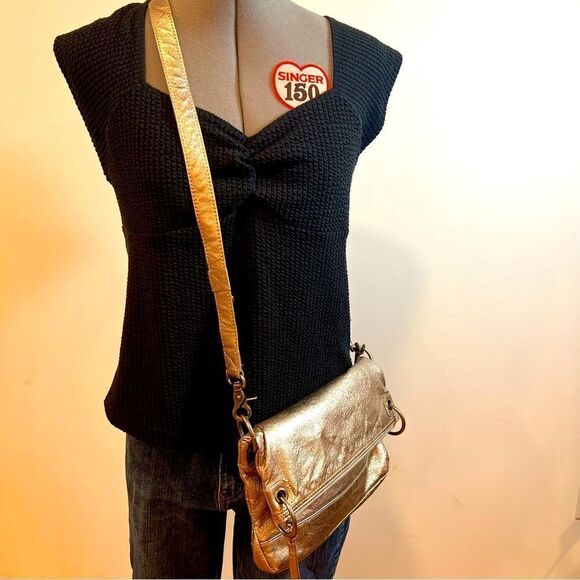 The Sak Platinum gold adjustable fold over crossbody bag - Picture 1 of 16